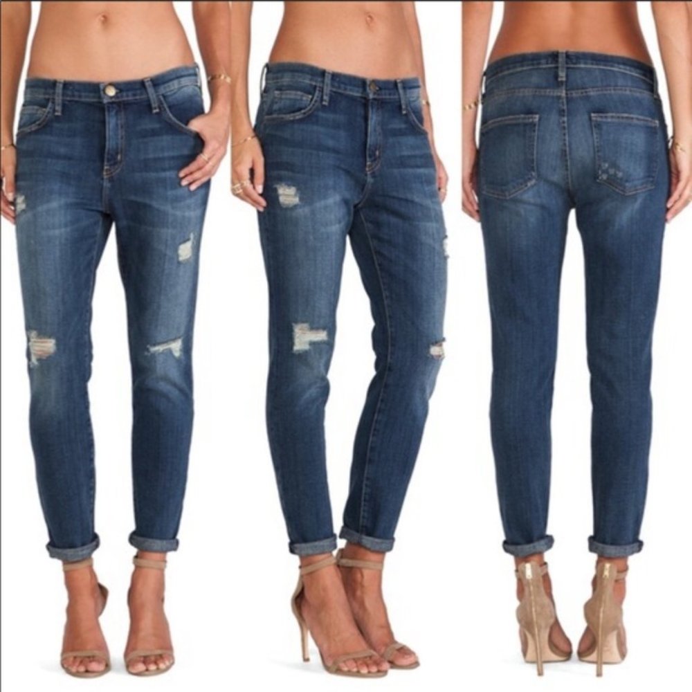 Current/Elliott The Slouchy Stiletto Distressed Jeans in Tempest Destroy 25